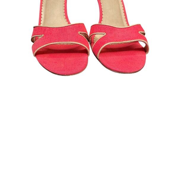 Lilly Pulitzer Pink Palm Beach Rosa Punta Abierta‎ Peep Toe Wedge Sandals Size 8 - Picture 4 of 8